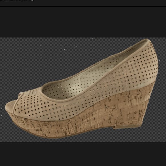 Womens's J.LITVACK  •• Stud •• Cork Platform Wedge- Nude Suede Leather - Picture 1 of 2